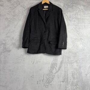 Eddie Bauer Womens Charcoal Gray Wool Cashmere Blend Blazer Size 12 Classic